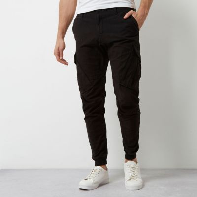 Black slim fit cargo trousers